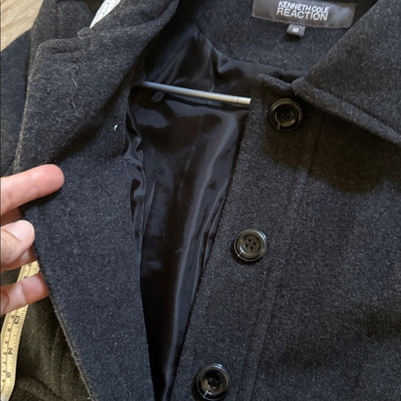 Kenneth Cole New York women’s Wool long pea trench coat jacket charcoal - Picture 4 of 10